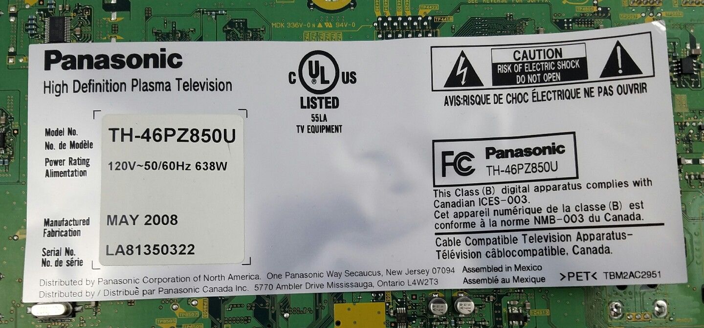 Panasonic TNPA4411AB SS Board TH-46PZ850U [C193]